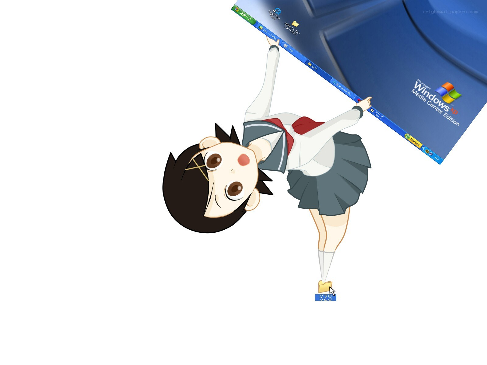 anime girl with Windows XP