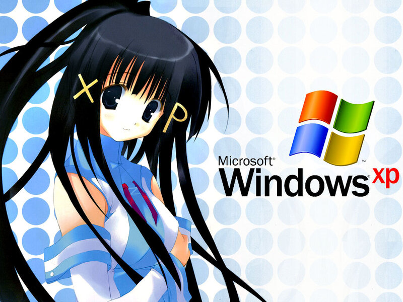 anime girl with Windows XP logo