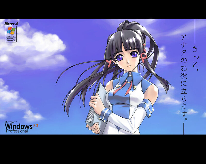 Anime girl with Windows XP logo