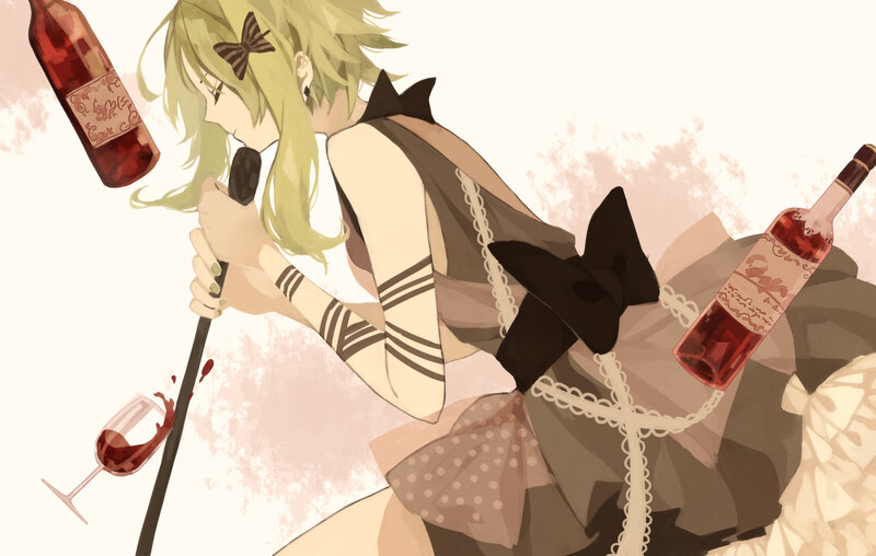 Anime Girl with Wine — Brown