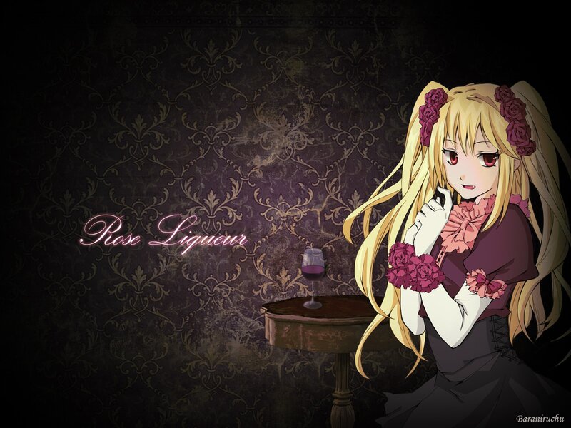 Anime girl with wine glass
