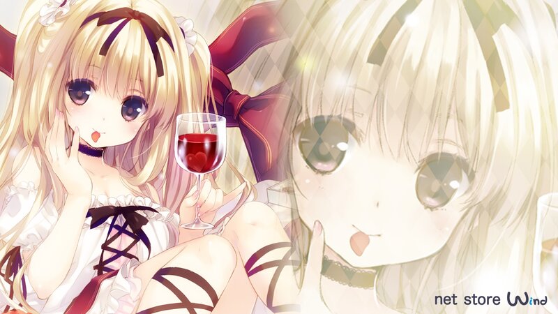 Anime girl with wine glass