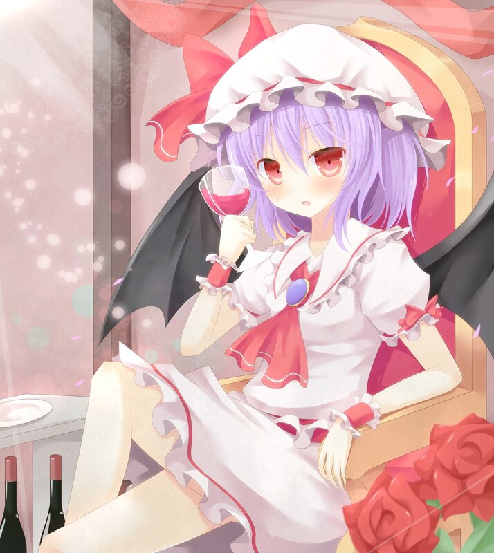 anime girl with wine glass