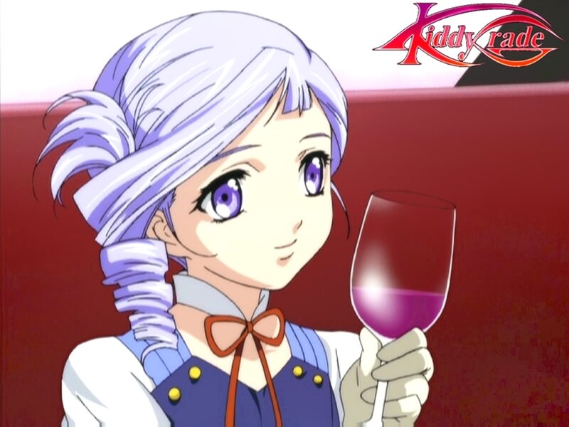 anime girl with wine glass