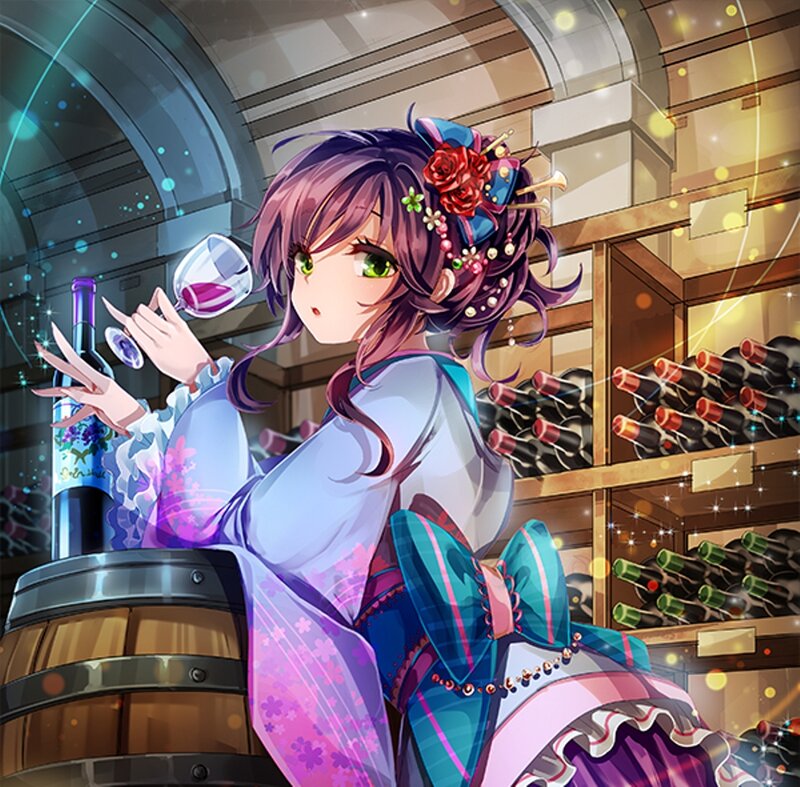 Anime Girl with Wine — Purple, Calm