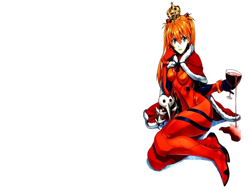 Anime Girl with Wine — Red