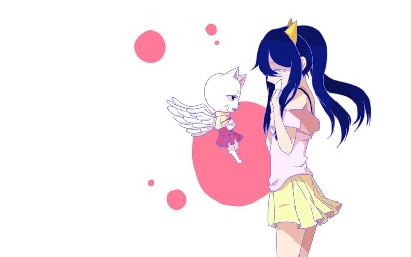 anime girl with winged cat