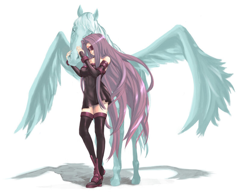 anime girl with winged horse