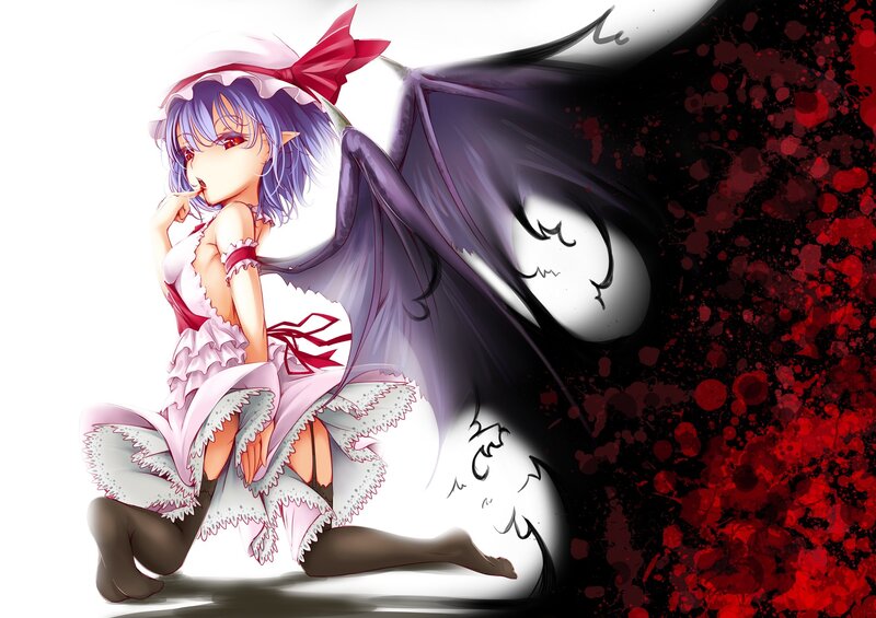 anime girl with wings and blood