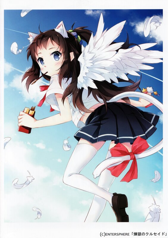 Anime girl with wings and cat ears