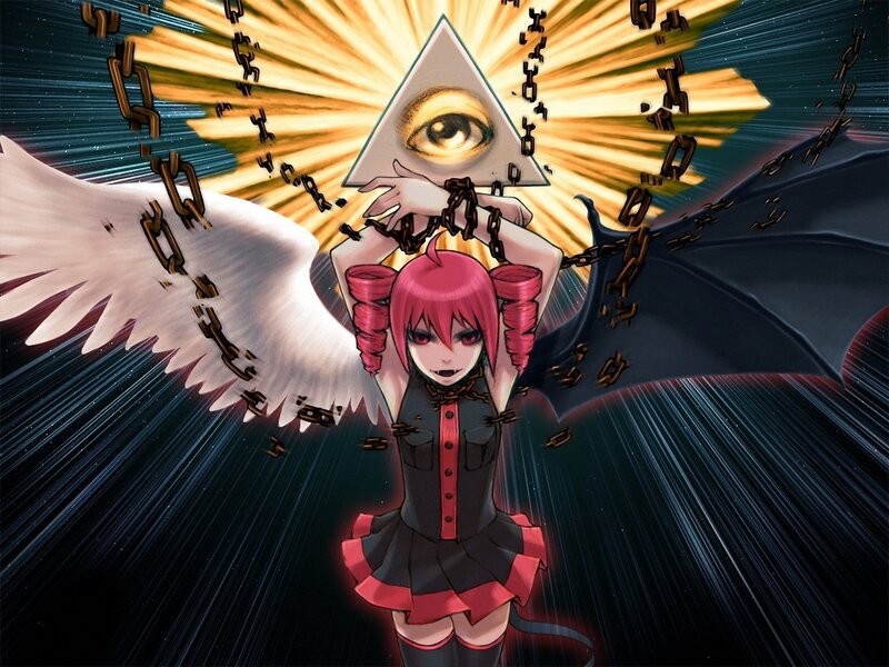 Anime girl with wings and chains