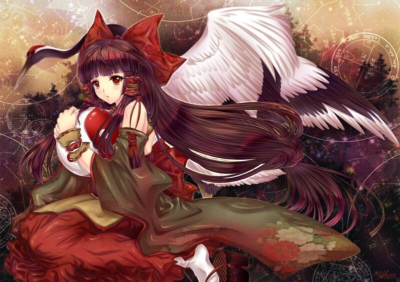 Anime girl with wings and crane