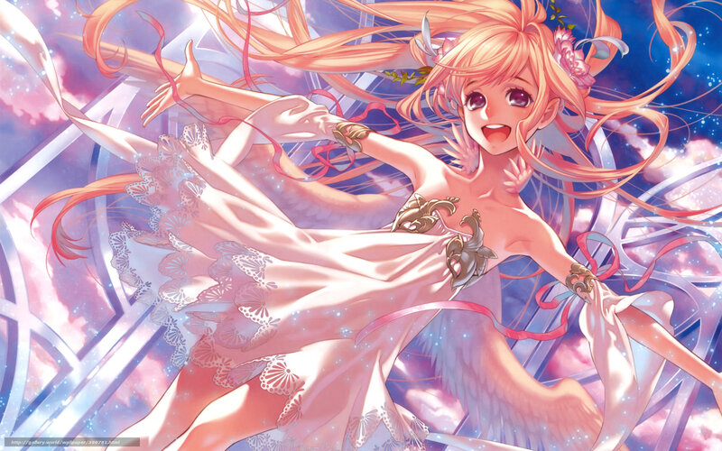 Anime girl with wings and dress