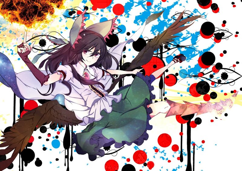 anime girl with wings and fire