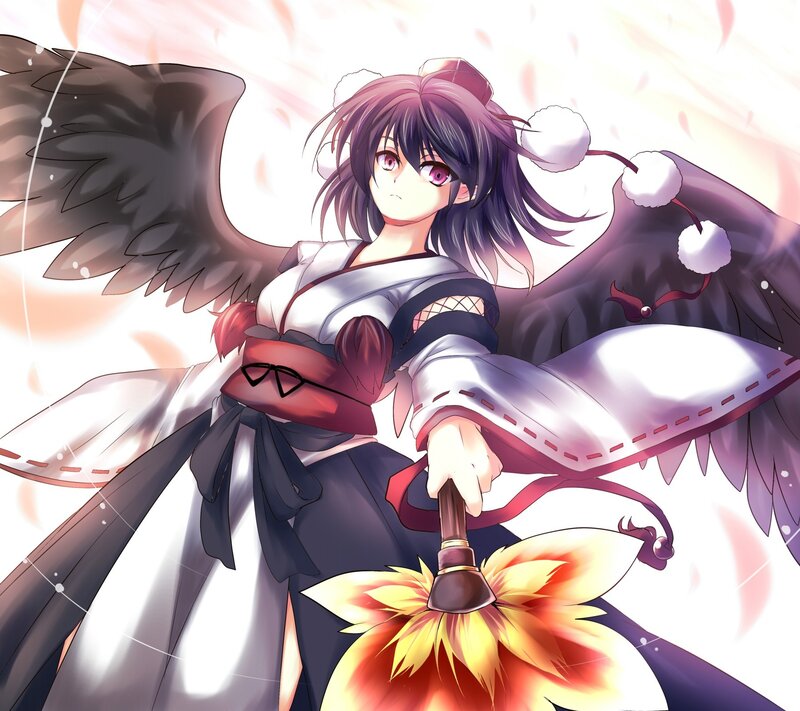anime girl with wings and flower