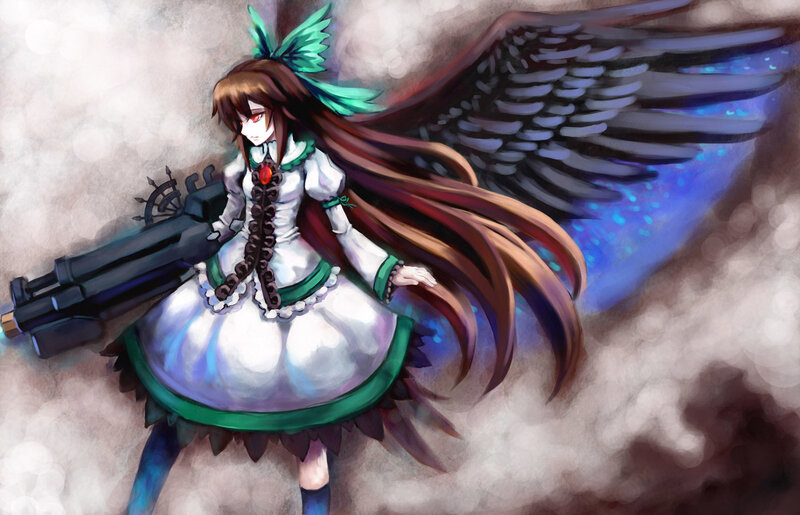Anime girl with wings and gun