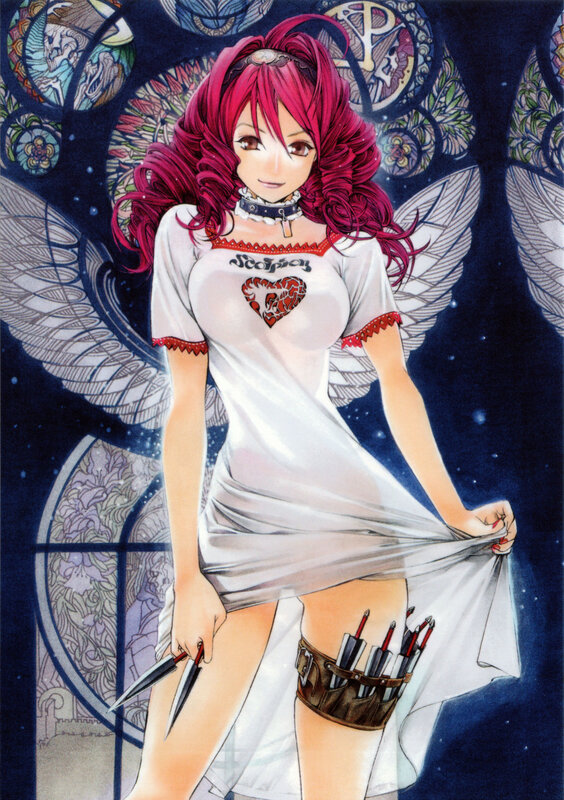 Anime girl with wings and knives