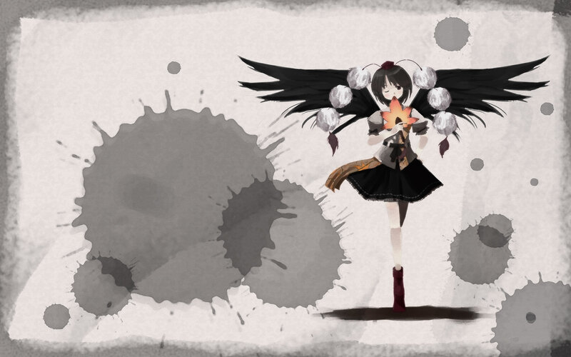 anime girl with wings and lanterns