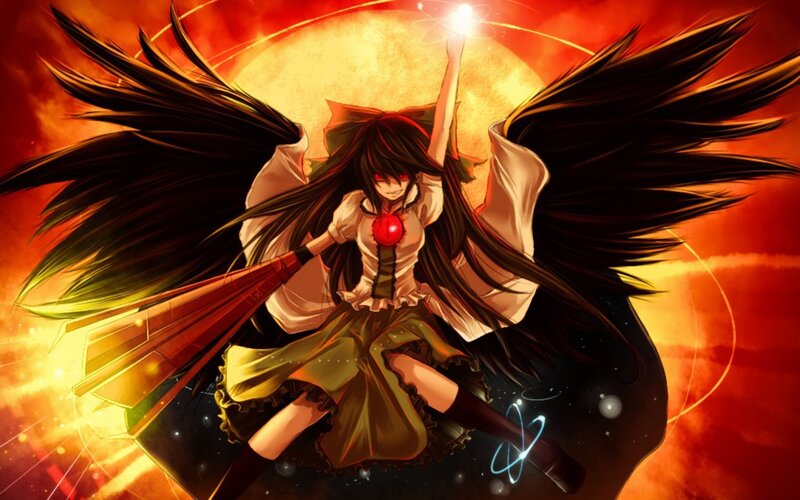 Anime girl with wings and magic
