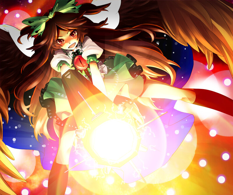 Anime girl with wings and magic