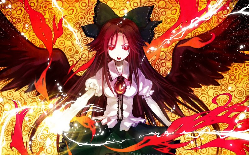 Anime girl with wings and magic
