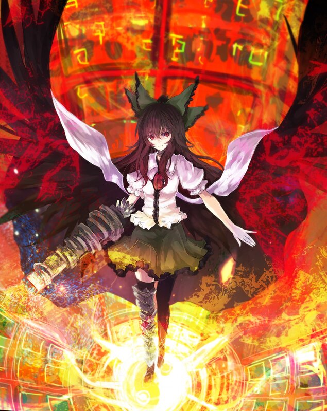 anime girl with wings and magic
