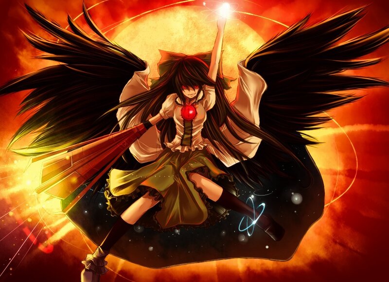 Anime girl with wings and magic