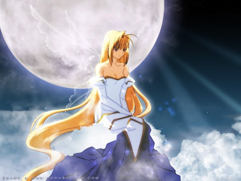 Anime girl with wings and moon