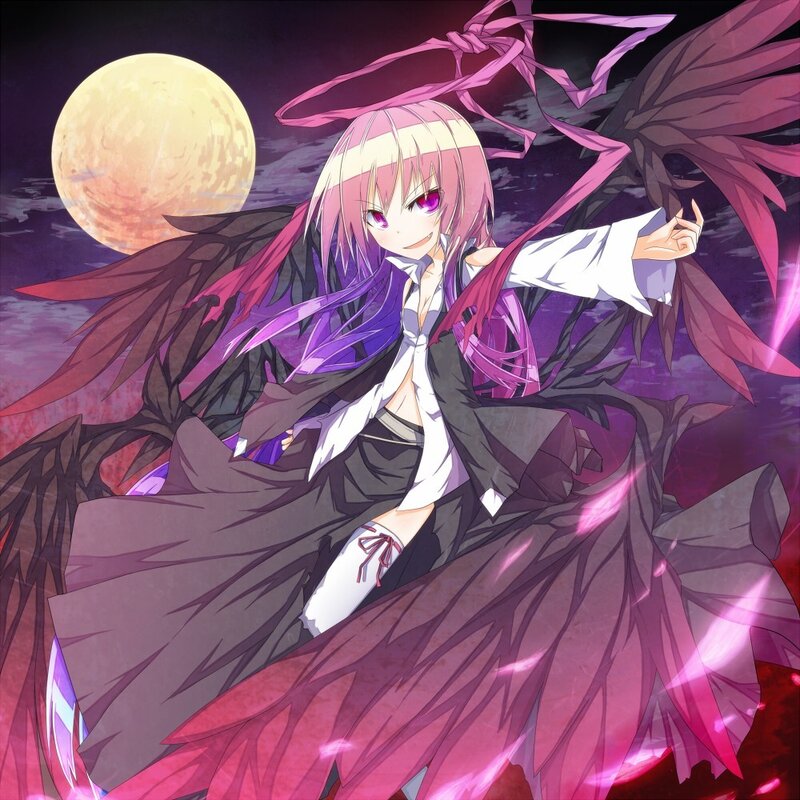 Anime girl with wings and moon