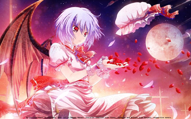 Anime girl with wings and petals