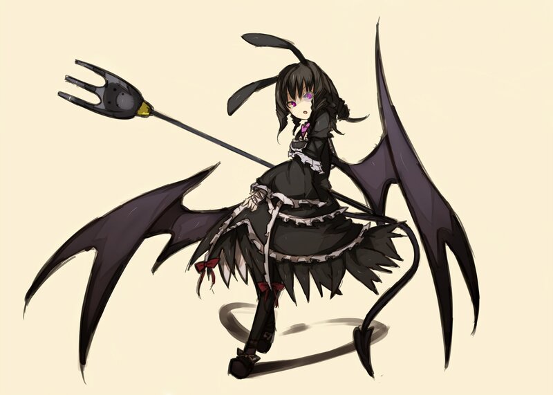 anime girl with wings and pitchfork