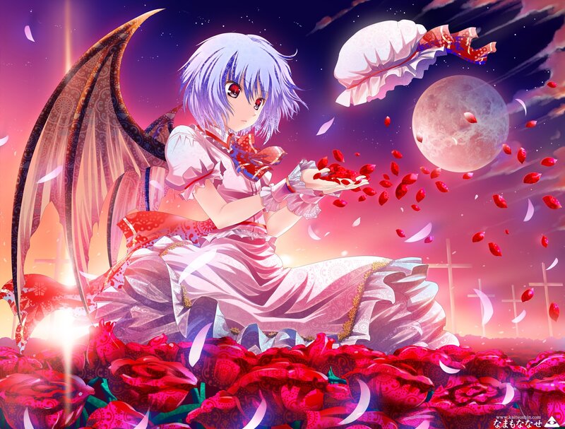 Anime girl with wings and roses