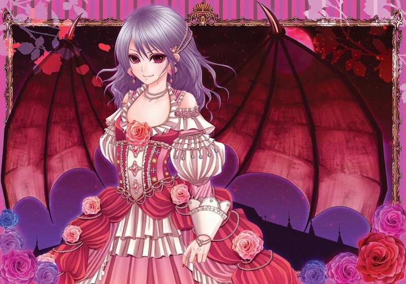 anime girl with wings and roses