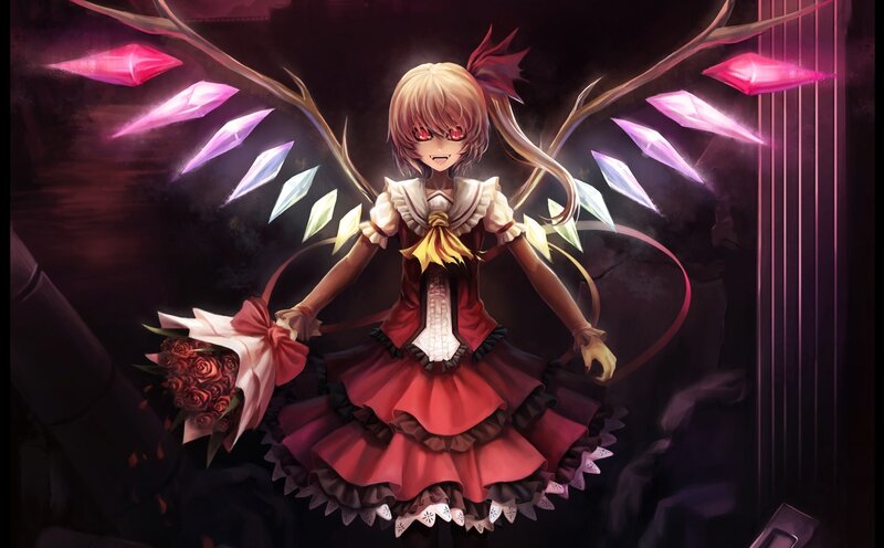 Anime girl with wings and roses