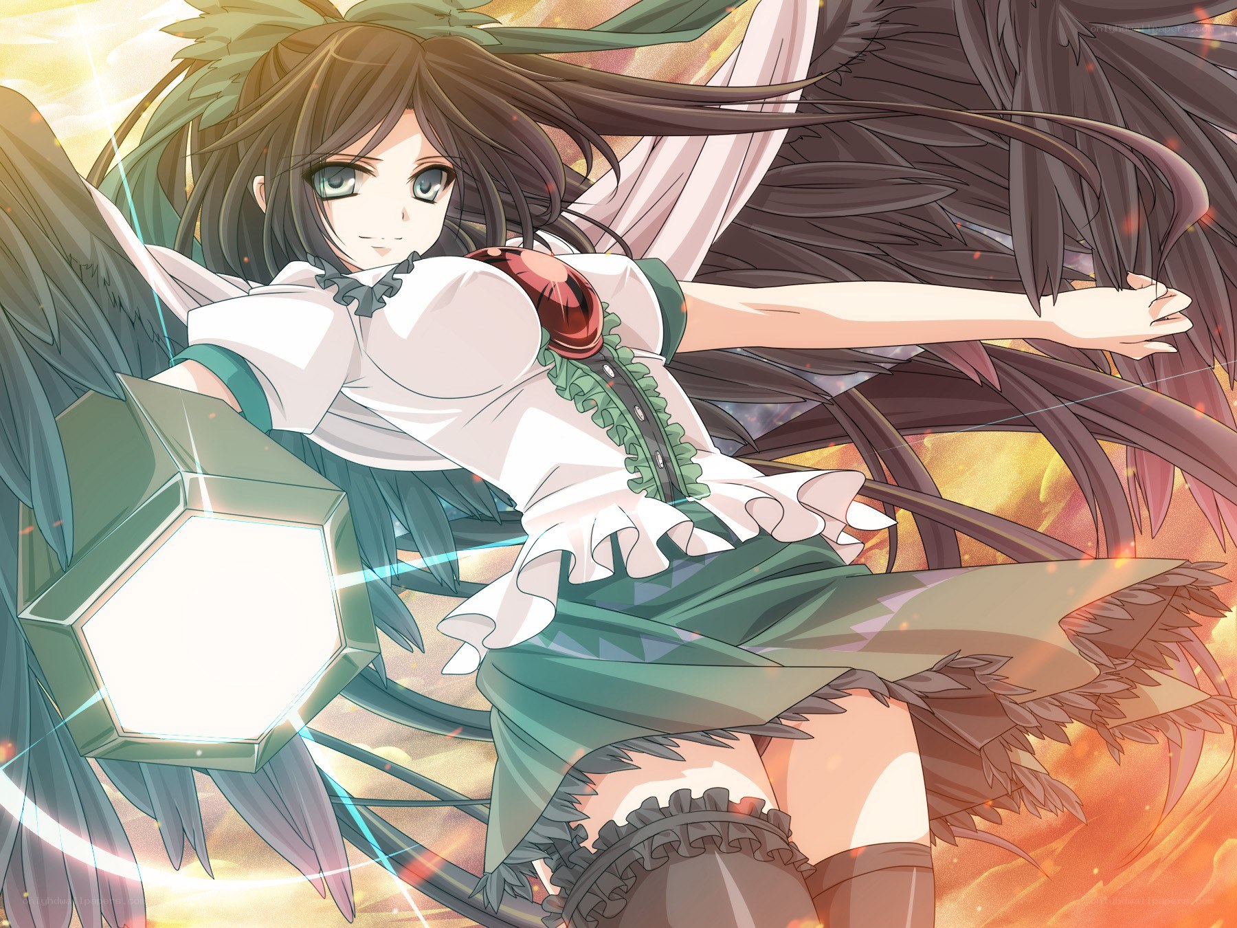 Anime girl with wings and shield