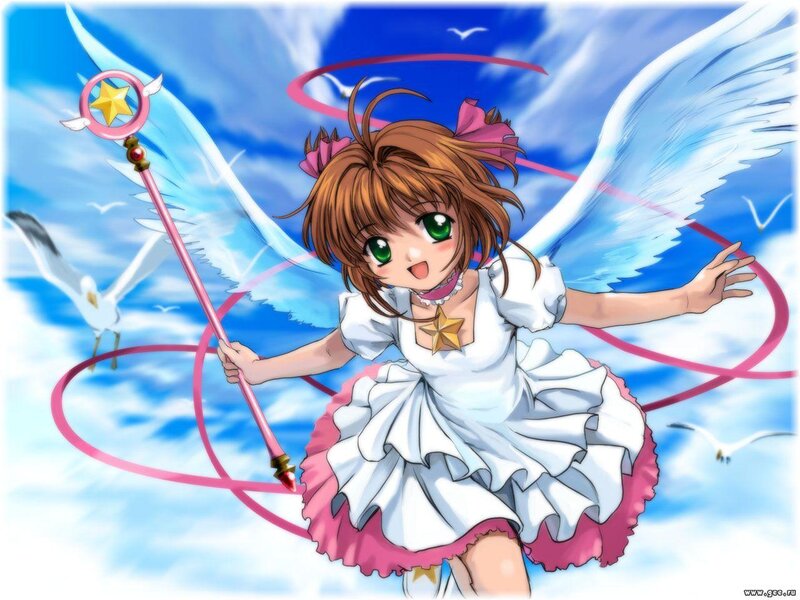 Anime girl with wings and staff