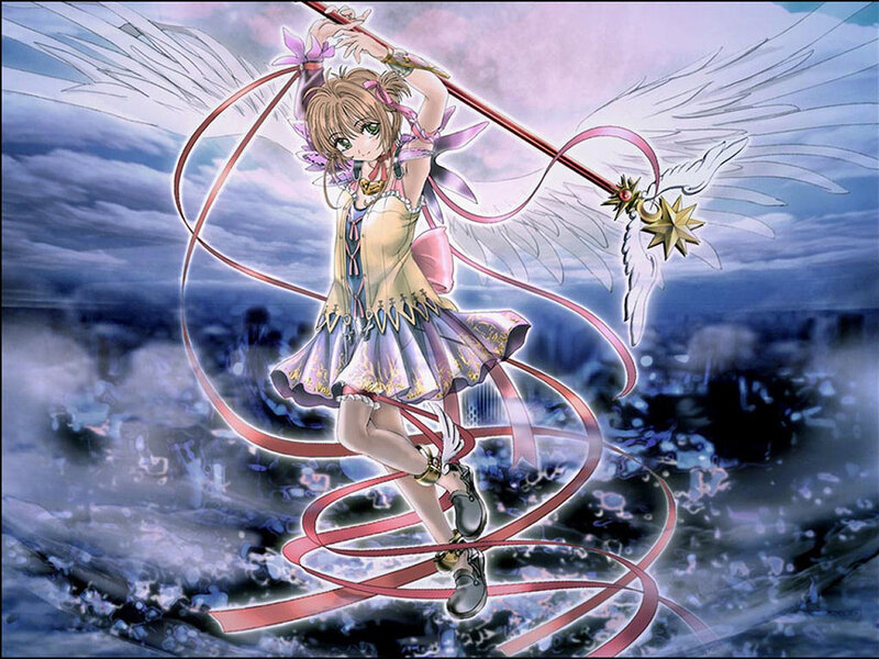 Anime girl with wings and staff