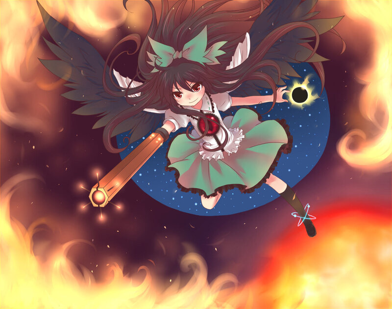 Anime girl with wings and staff