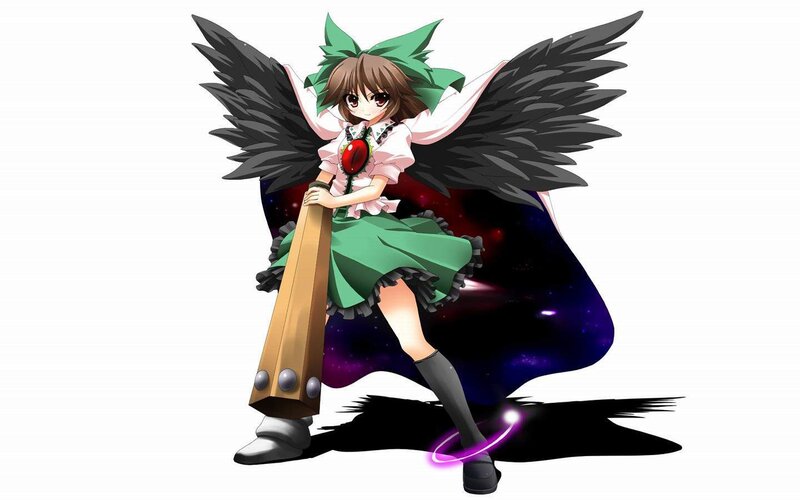 anime girl with wings and staff
