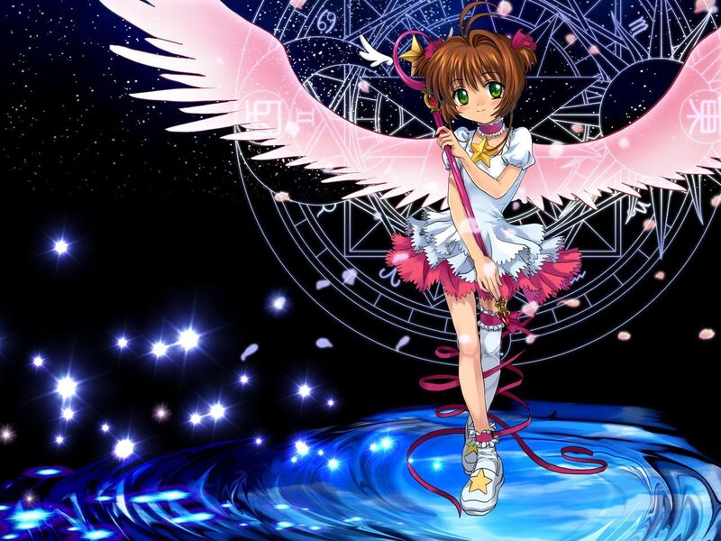 Anime girl with wings and staff
