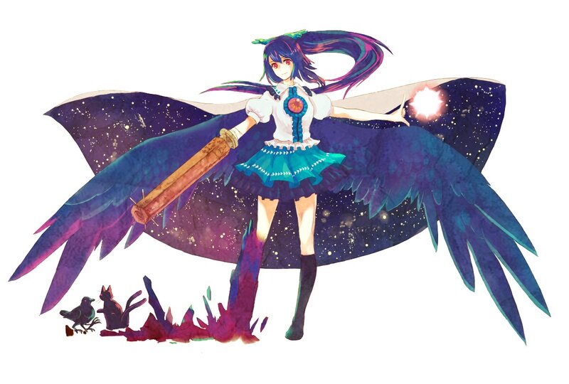 anime girl with wings and staff