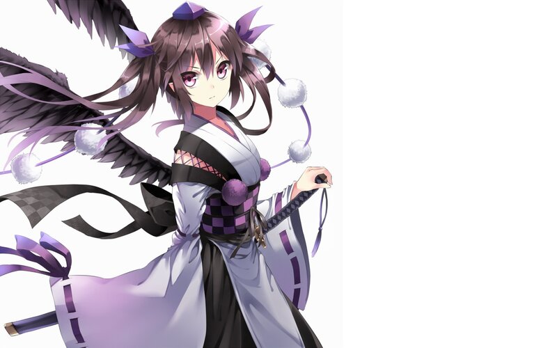 anime girl with wings and sword