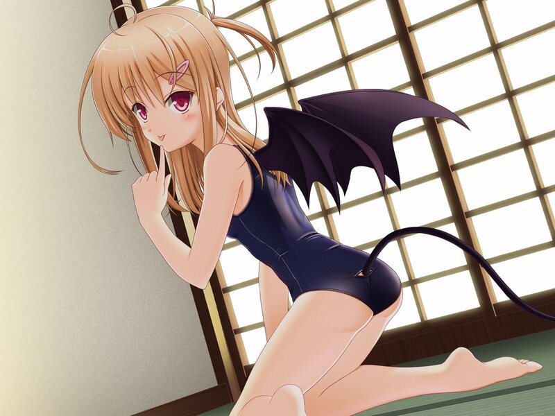 anime girl with wings and tail