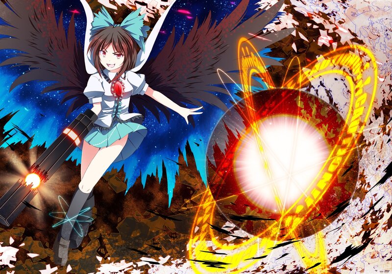 Anime girl with wings and weapon