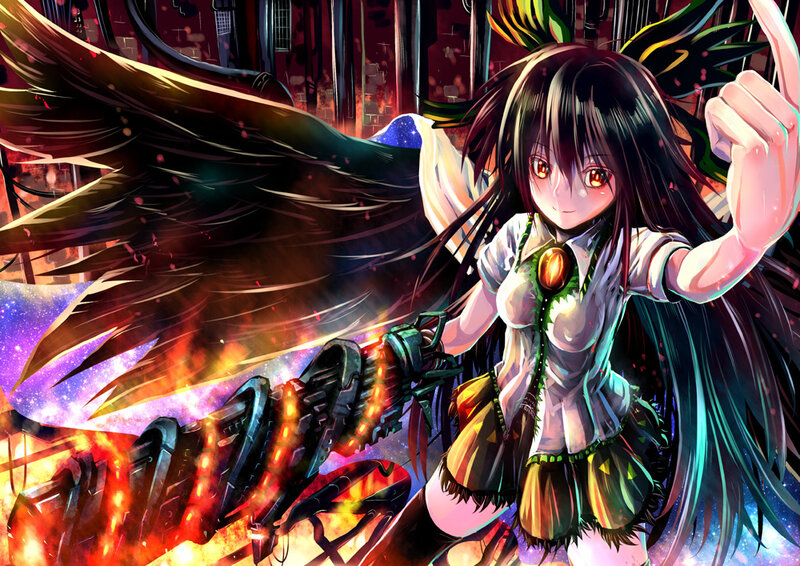 Anime girl with wings and weapon
