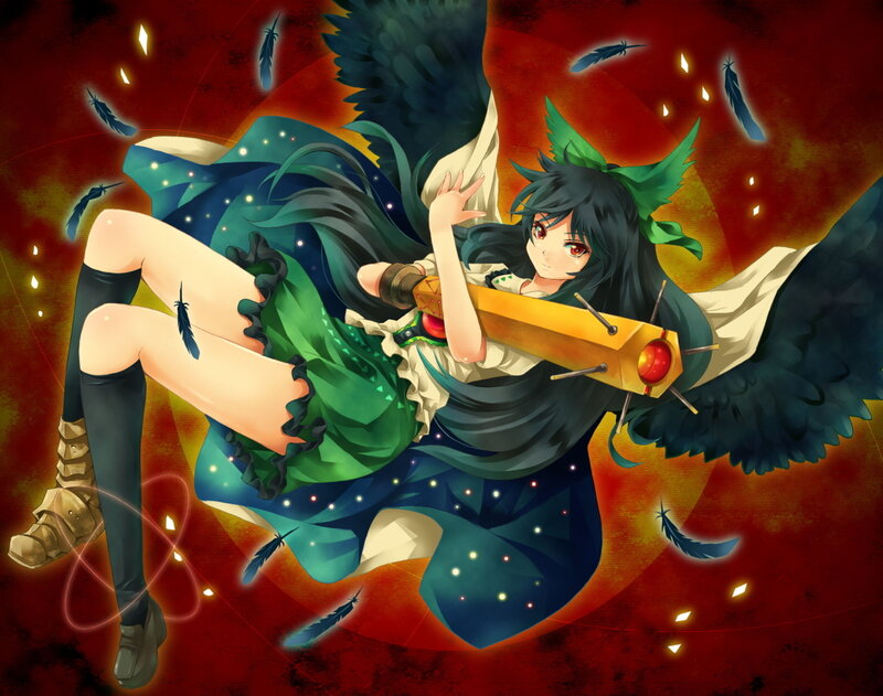 Anime girl with wings and weapon