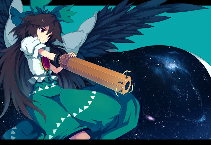 Anime girl with wings and weapon