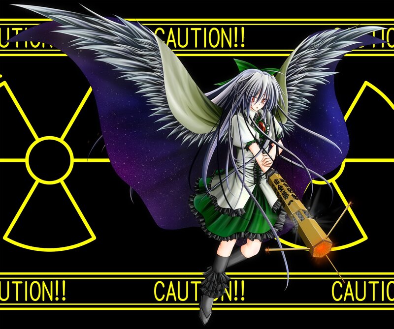 Anime girl with wings and weapon