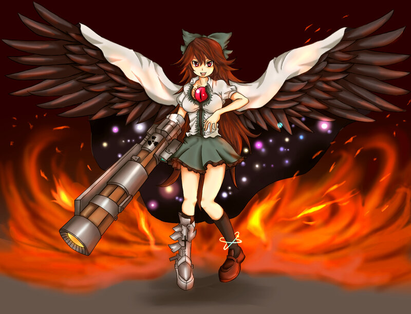 Anime girl with wings and weapon