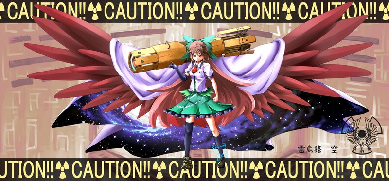 Anime girl with wings and weapons